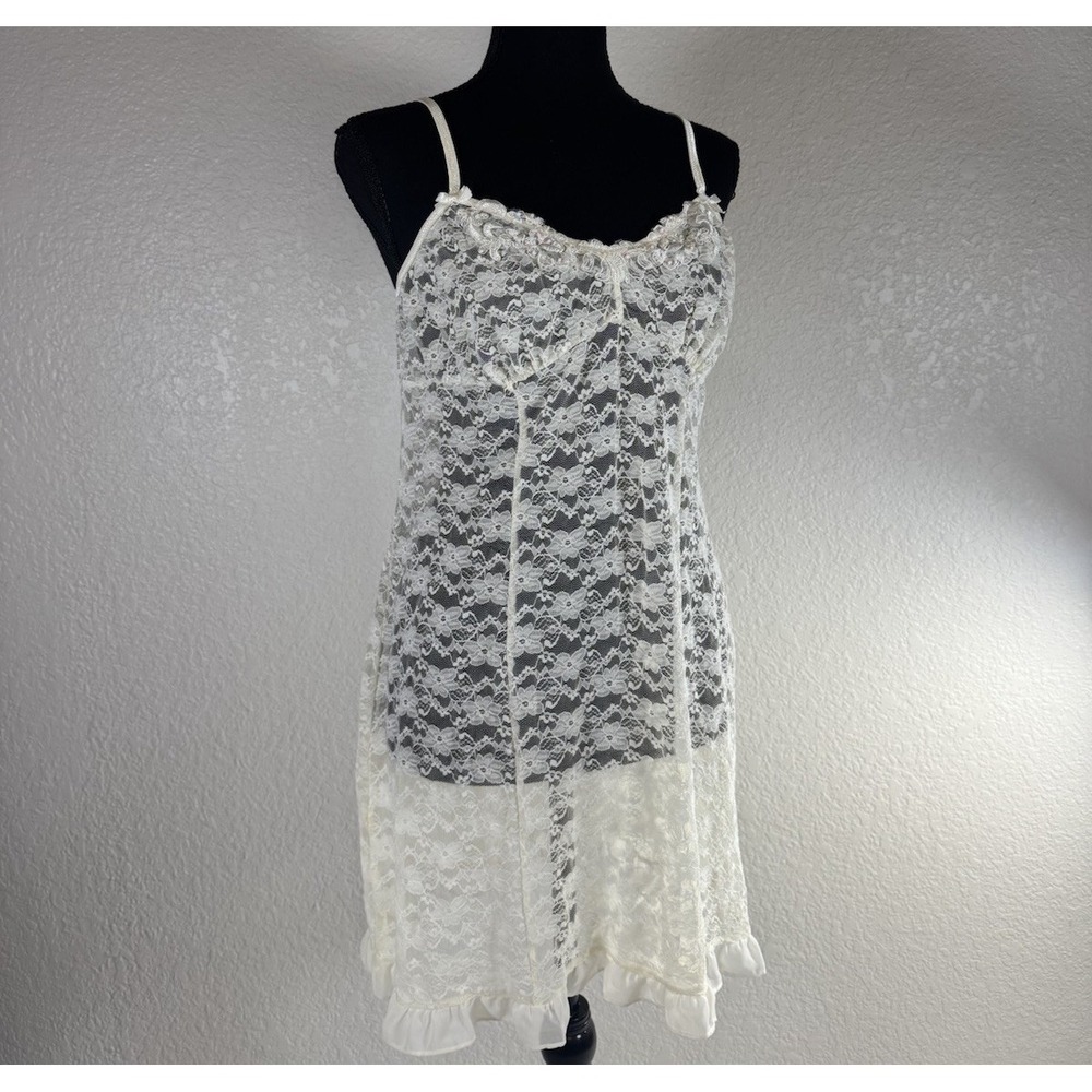 APT 9 White Lingerie Size Large Babydoll  Y2K Ruffle Intimates Sleepwear